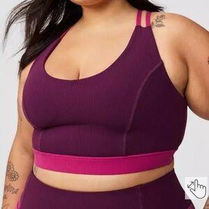 Torrid Winter Bloom Berry Wine Low Impact Wireless Rib Active Bra Size 1X